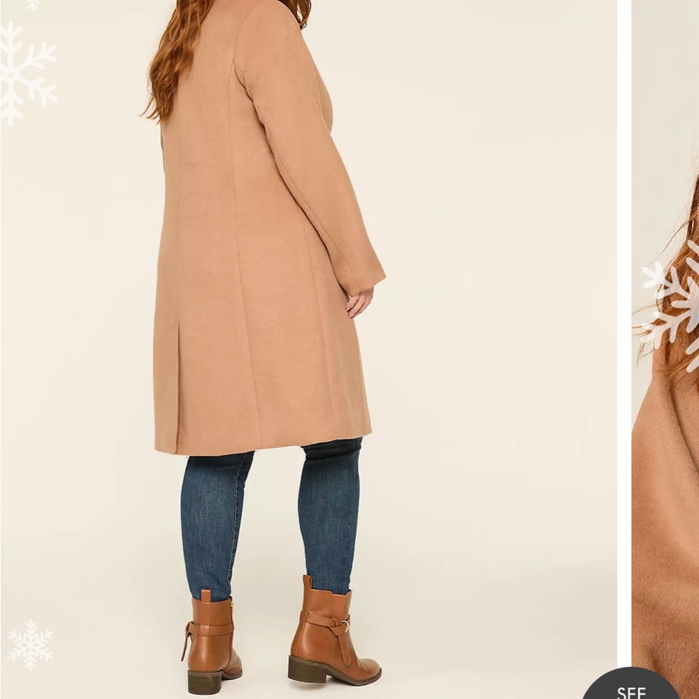 Lane Bryant Tan Double-Breasted Coat - Picture 2 of 3